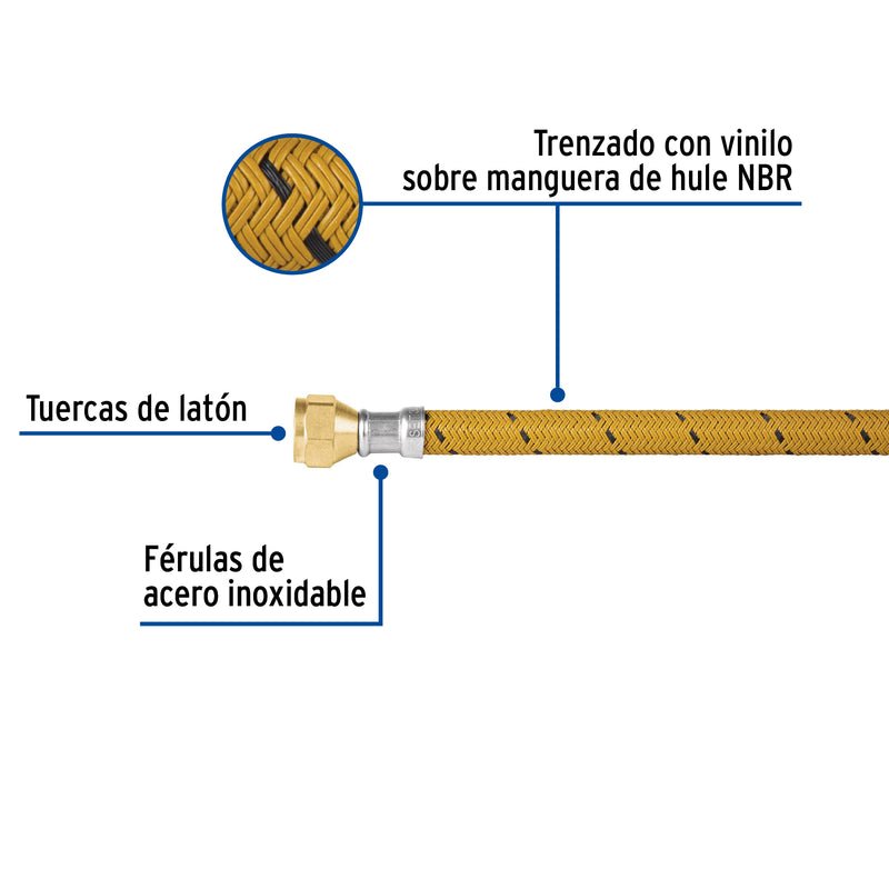 Manguera de hule, 200cm, revestida de vinilo, usos generales