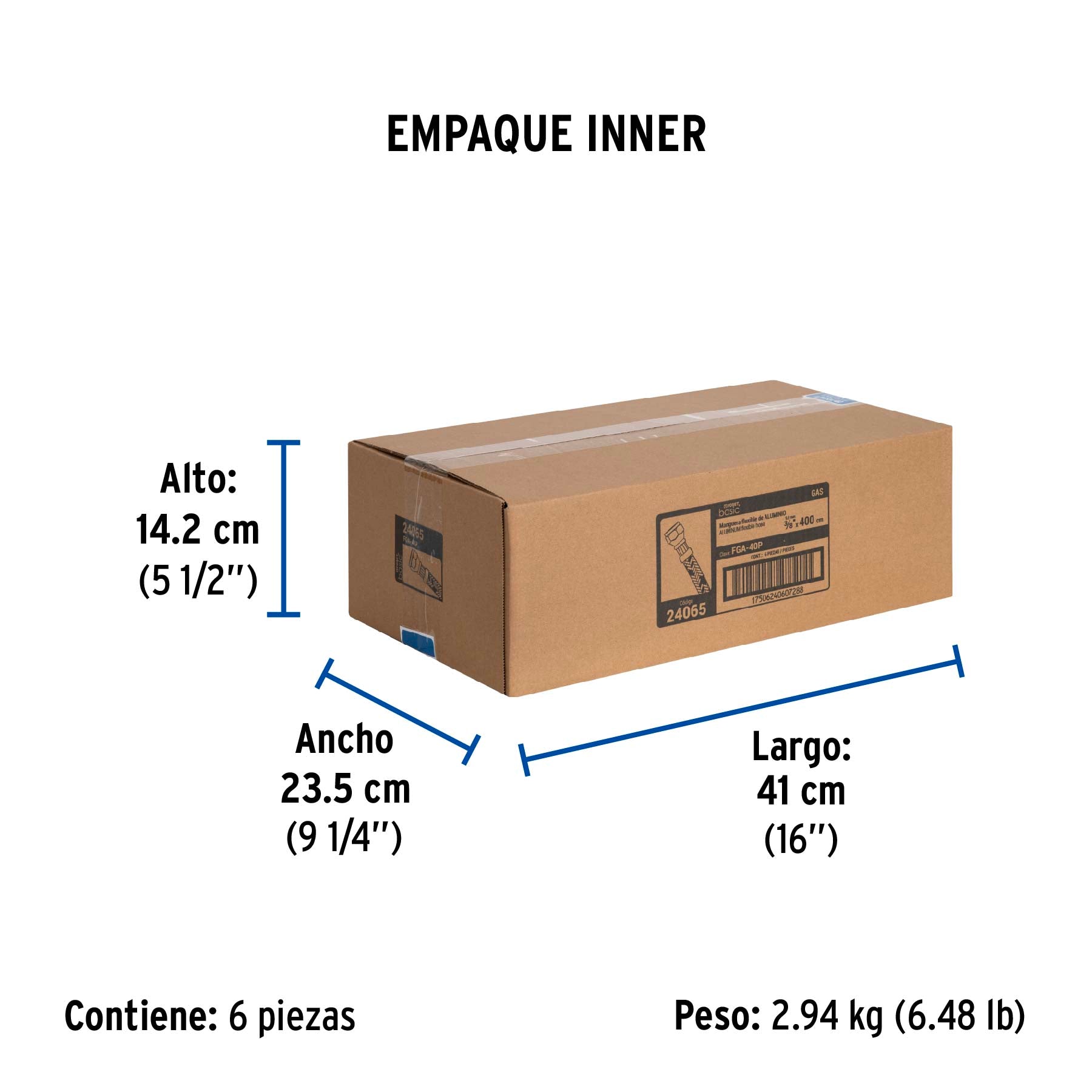 Manguera para gas, aluminio, 3/8" X 400 cm, Foset Basic