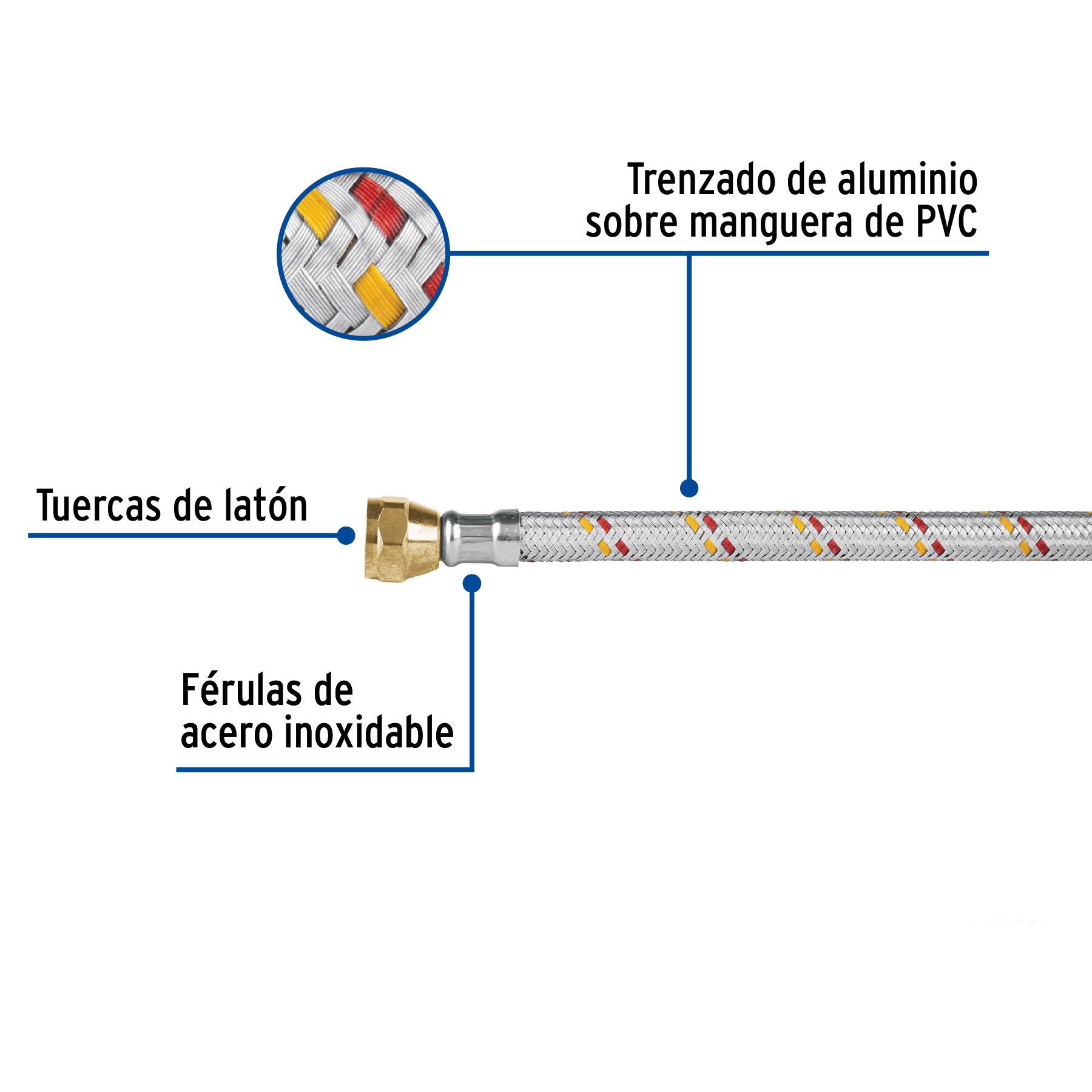 Manguera para gas, aluminio, 3/8" X 400 cm, Foset Basic