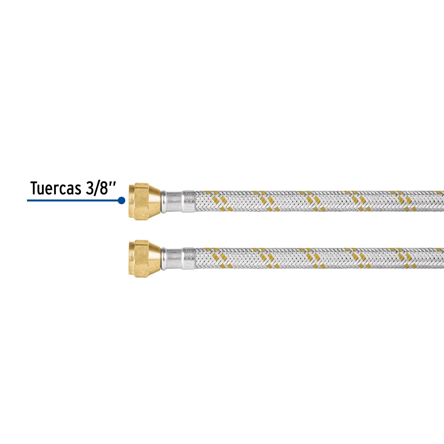 Manguera de hule, 400 cm, revestida de acero inoxidable