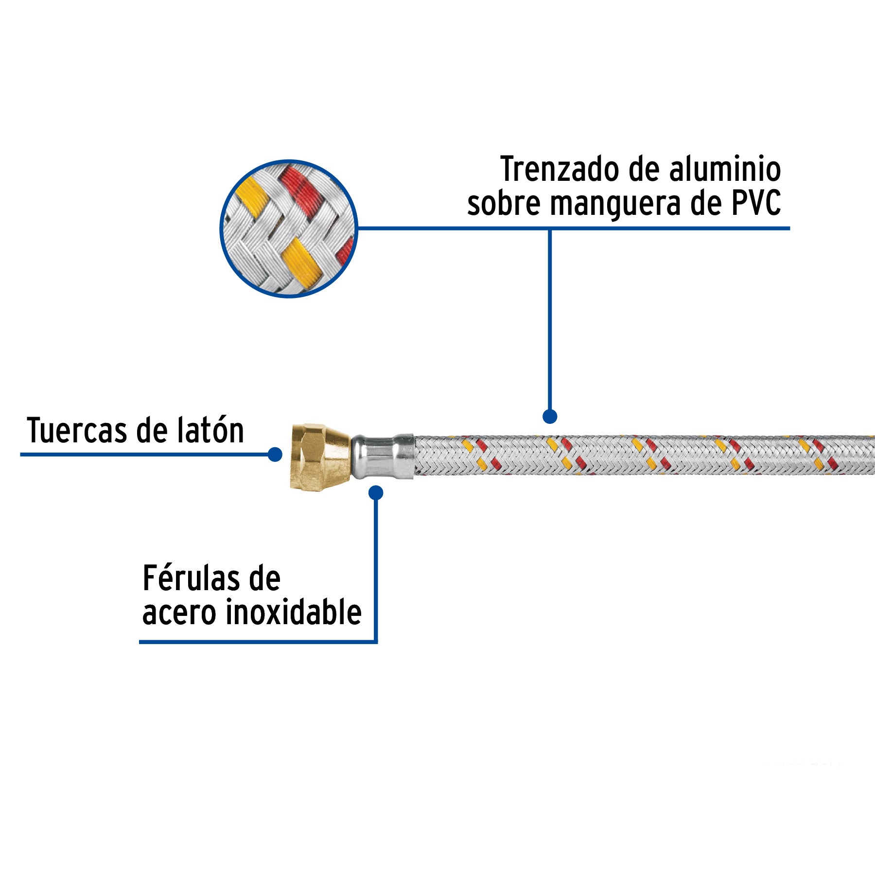 Manguera para gas, aluminio, 3/8" X 500 cm, Foset Basic