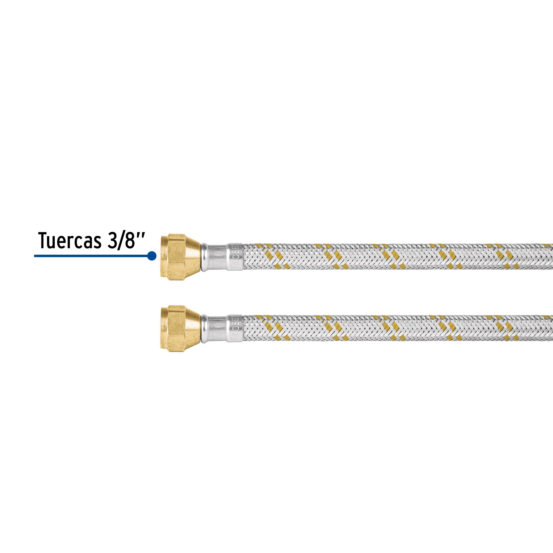 Manguera de hule, 500cm, revestida de acero inoxidable