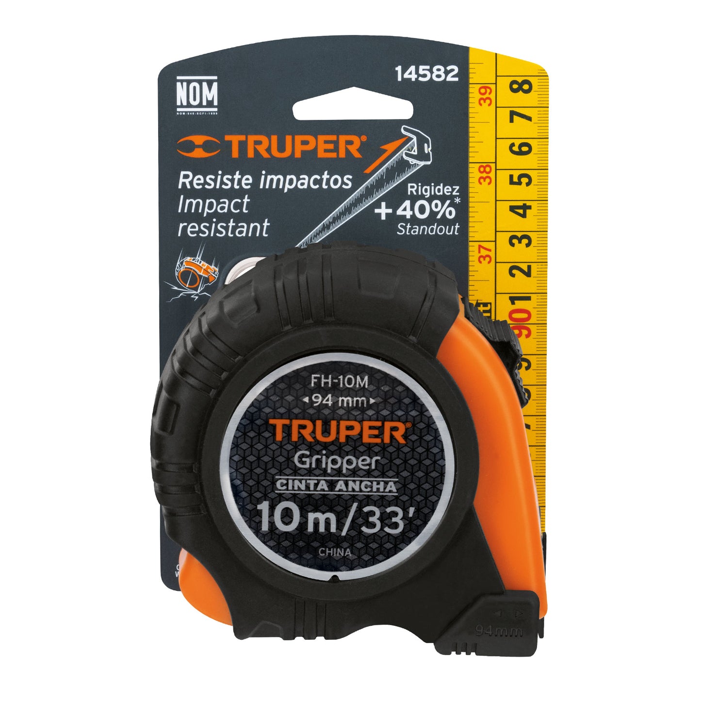 Flexómetro Gripper, contra impacto, 10 m, cinta 32 mm