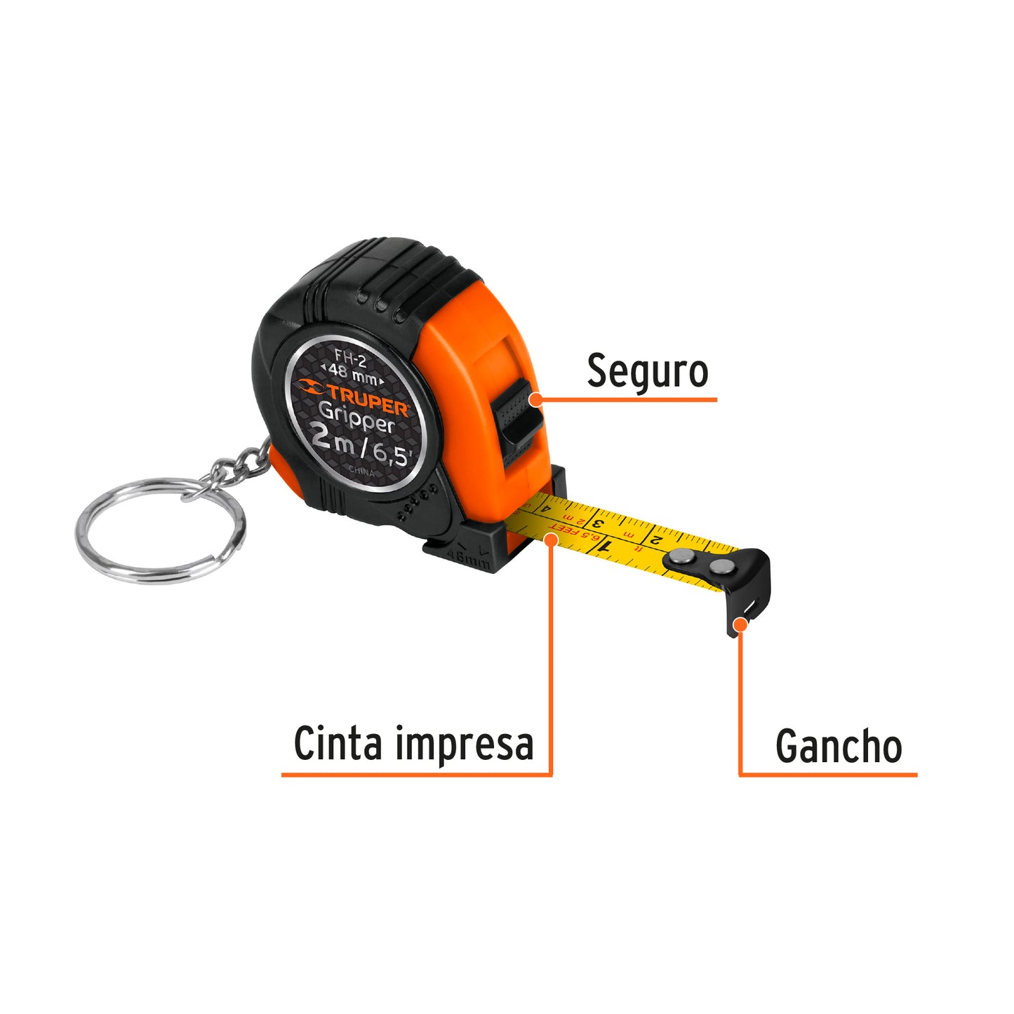 Flexómetro tipo llavero, 2 m