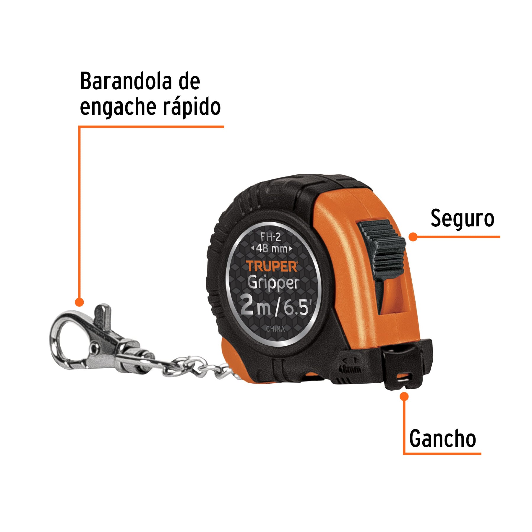 Flexómetro tipo llavero, 2 m