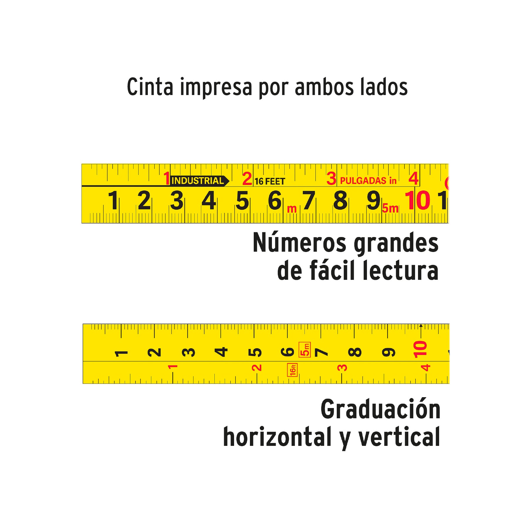 Flexómetro Gripper, contra impacto, 5 m, cinta 19 mm