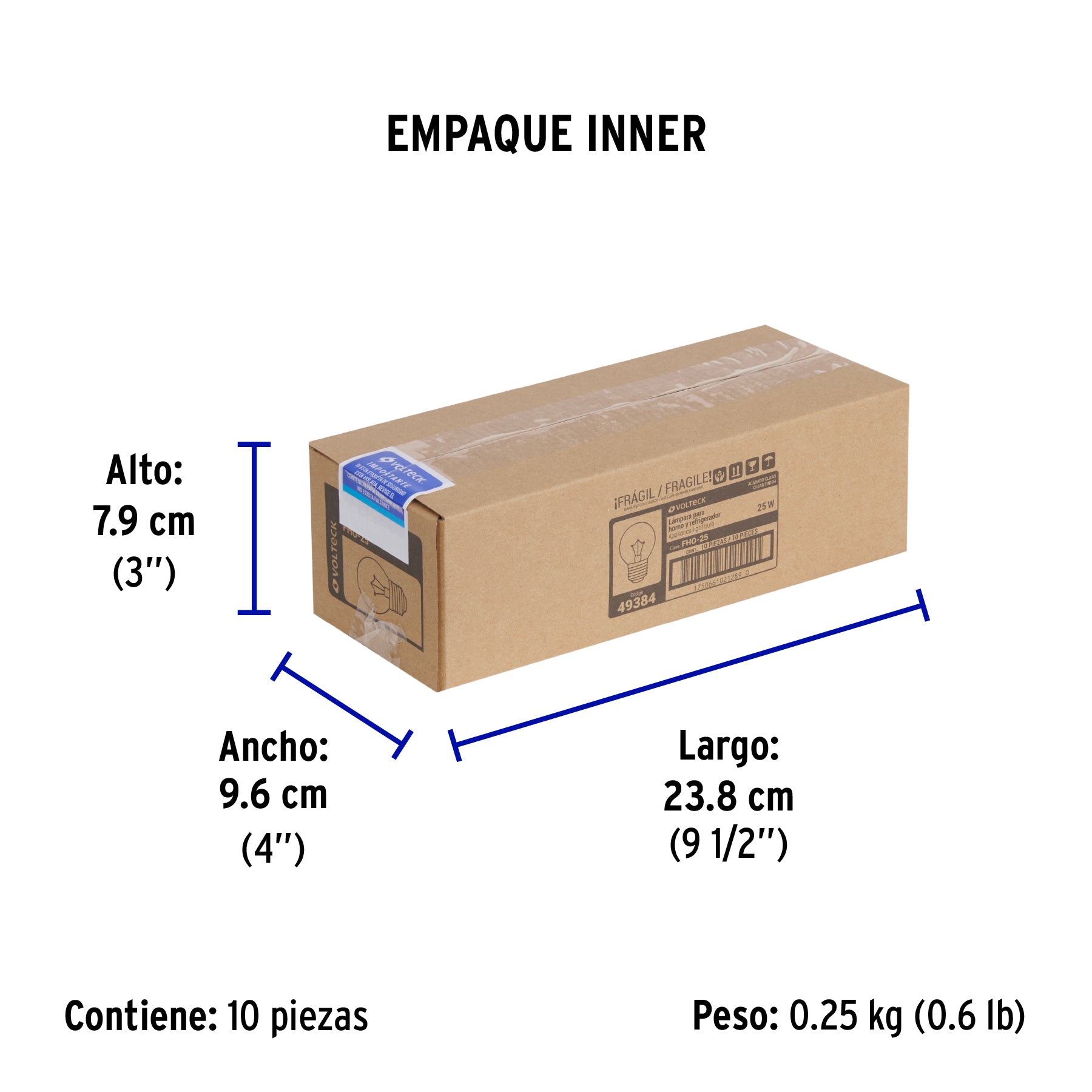 Foco incandescente 25W para horno/refrigerador, transparente