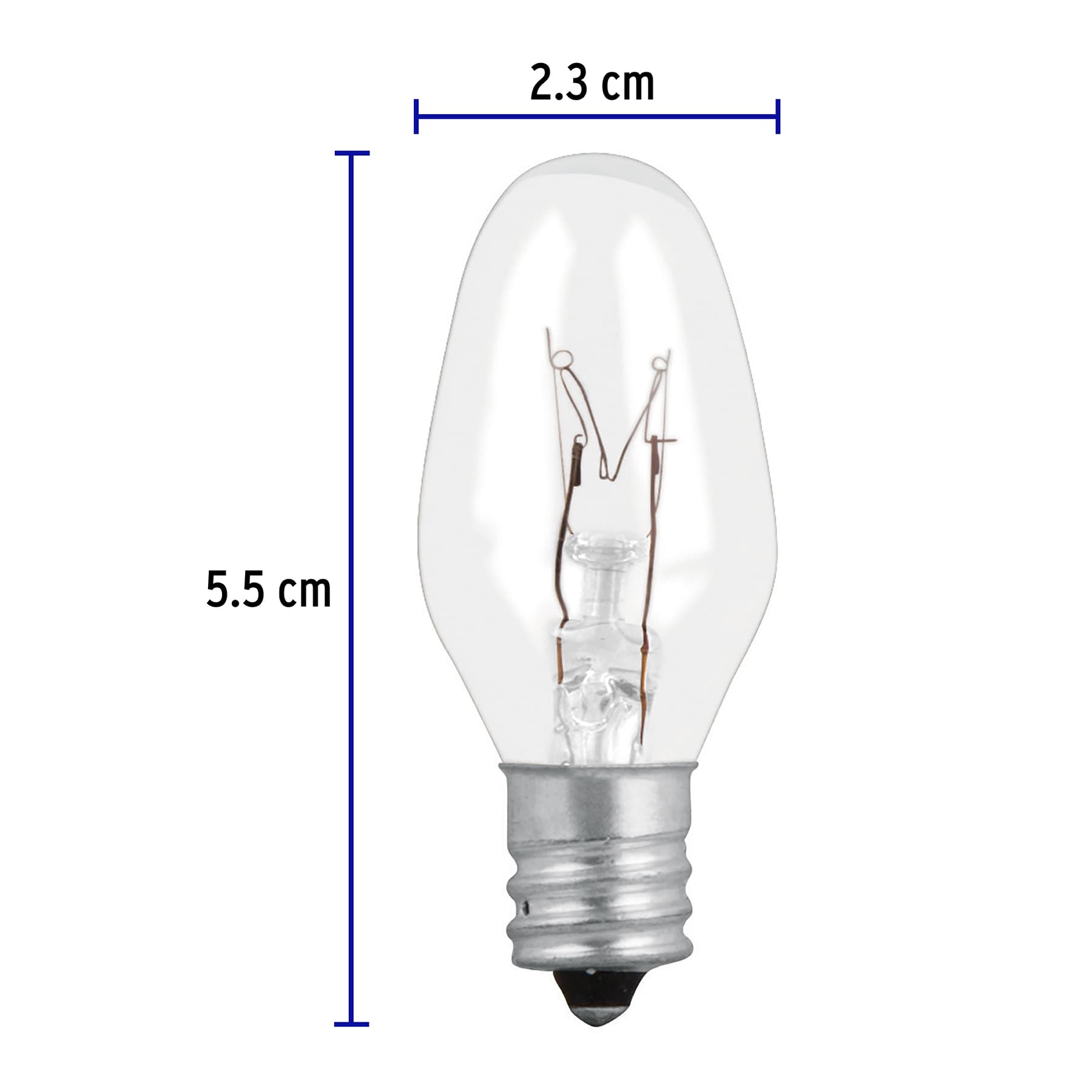 Focos incandescentes transparentes,base E12,7.5watts, 50pzas