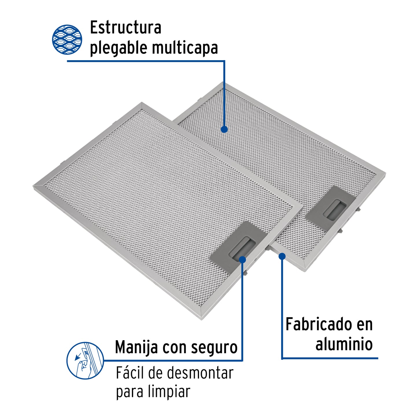 Juego de 2 filtros de aluminio para campana CAME-50
