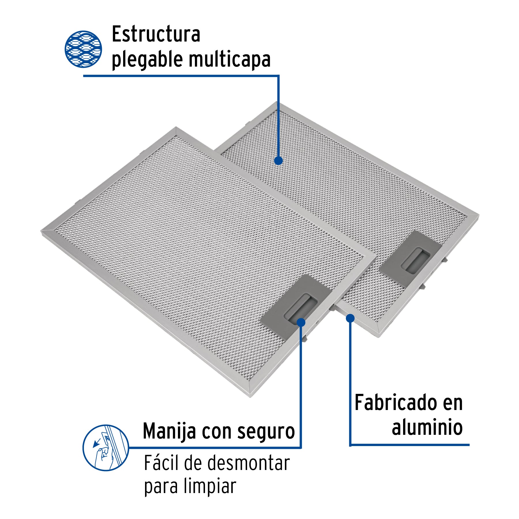 Juego de 2 filtros de aluminio para campana CAME-50
