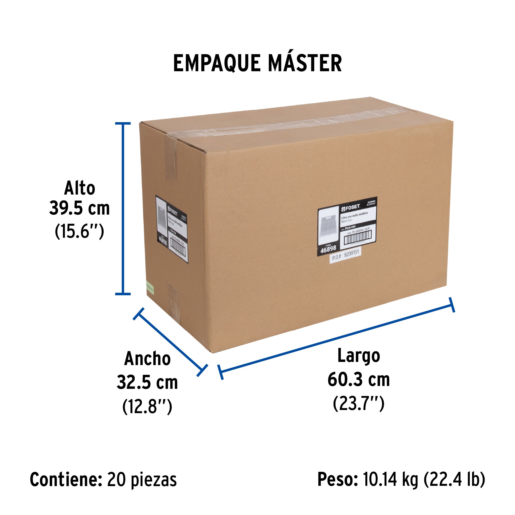 Juego de 2 filtros de aluminio para campana CAME-60