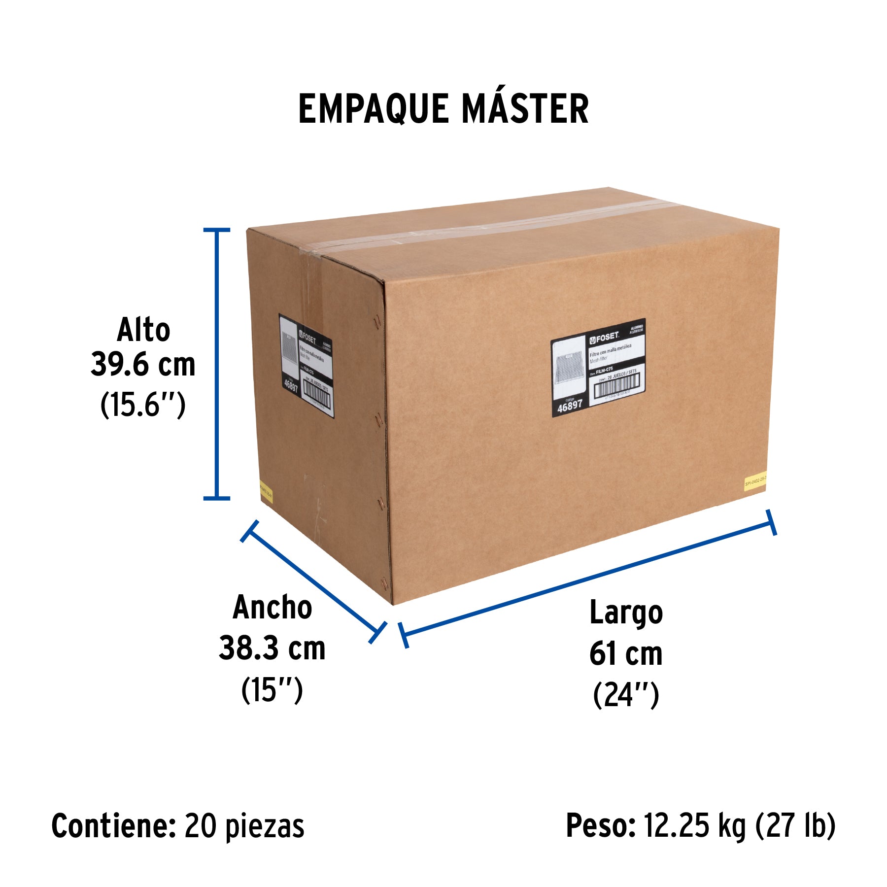 Juego de 2 filtros de aluminio para campana CAME-75
