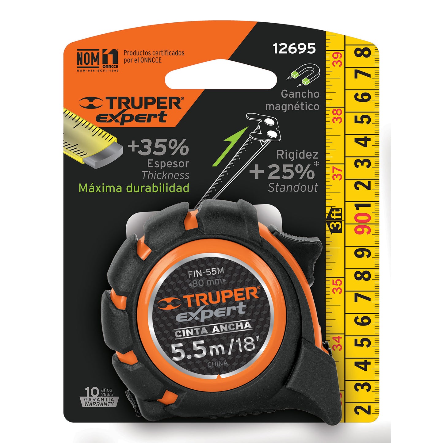 Flexómetro industrial, 5.5 m, cinta 25 mm