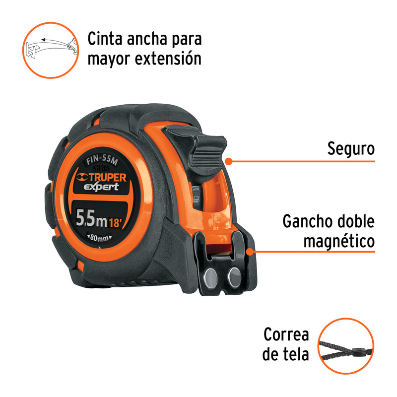 Flexómetro industrial, 5.5 m, cinta 25 mm