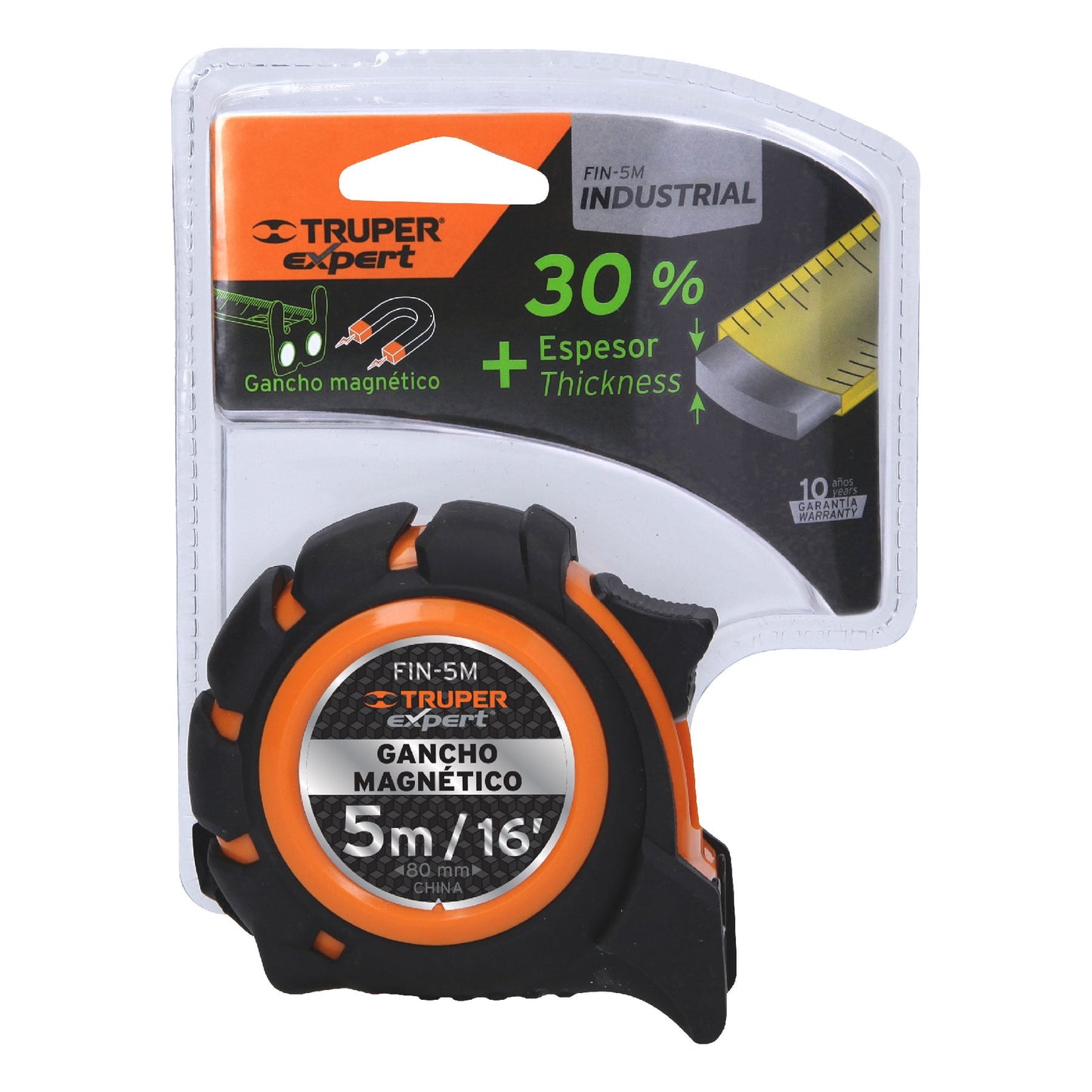 Flexómetro industrial, 5 m, cinta 19 mm