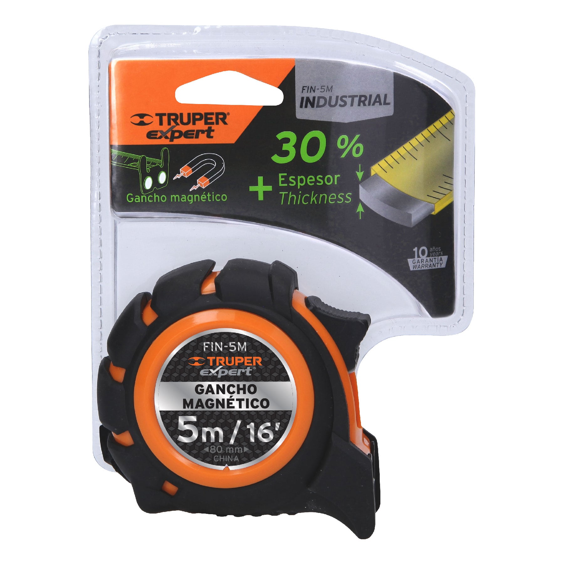 Flexómetro industrial, 5 m, cinta 19 mm