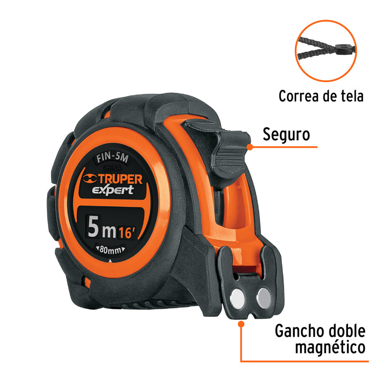 Flexómetro industrial, 5 m, cinta 19 mm