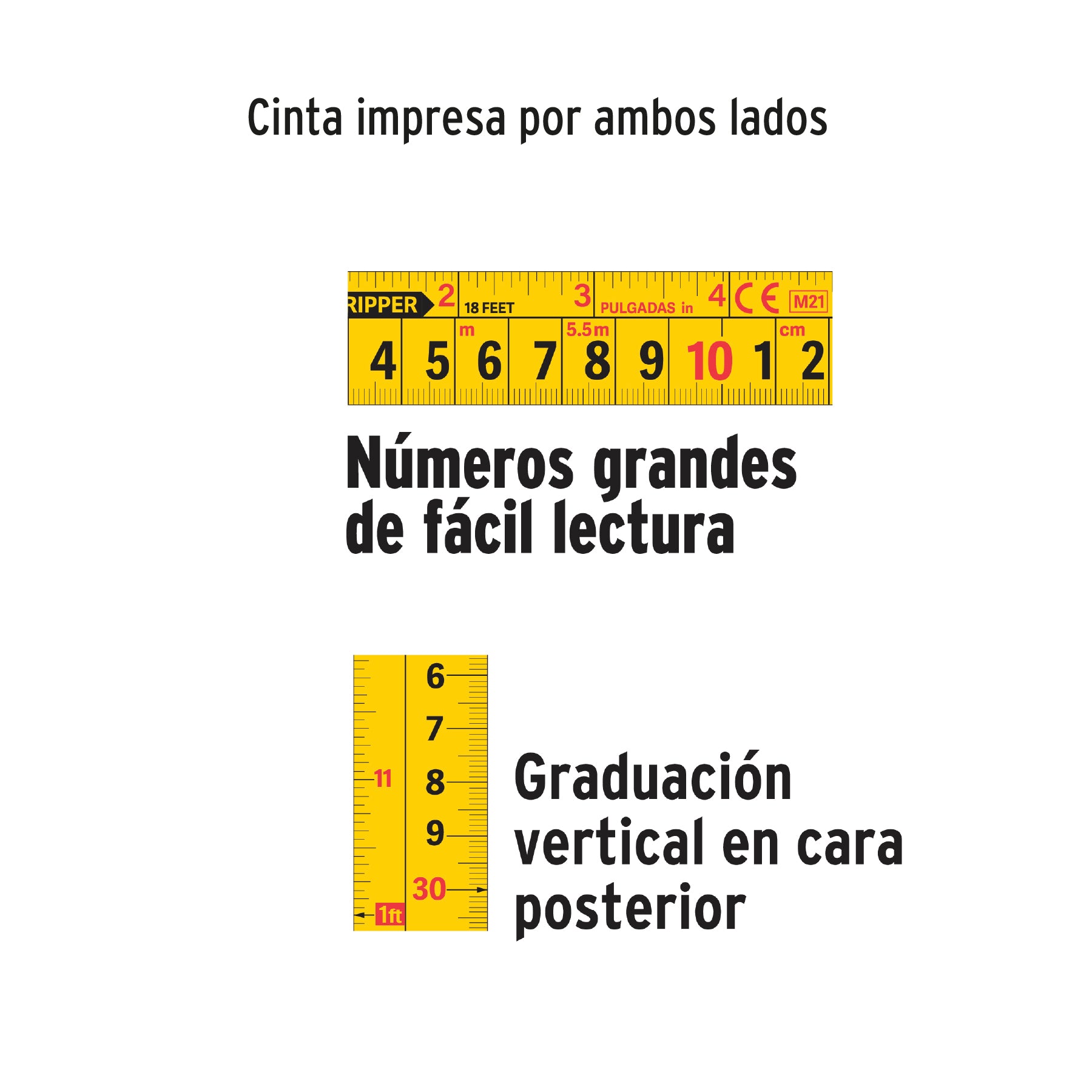 Flexómetro industrial, 8 m, cinta 25 mm