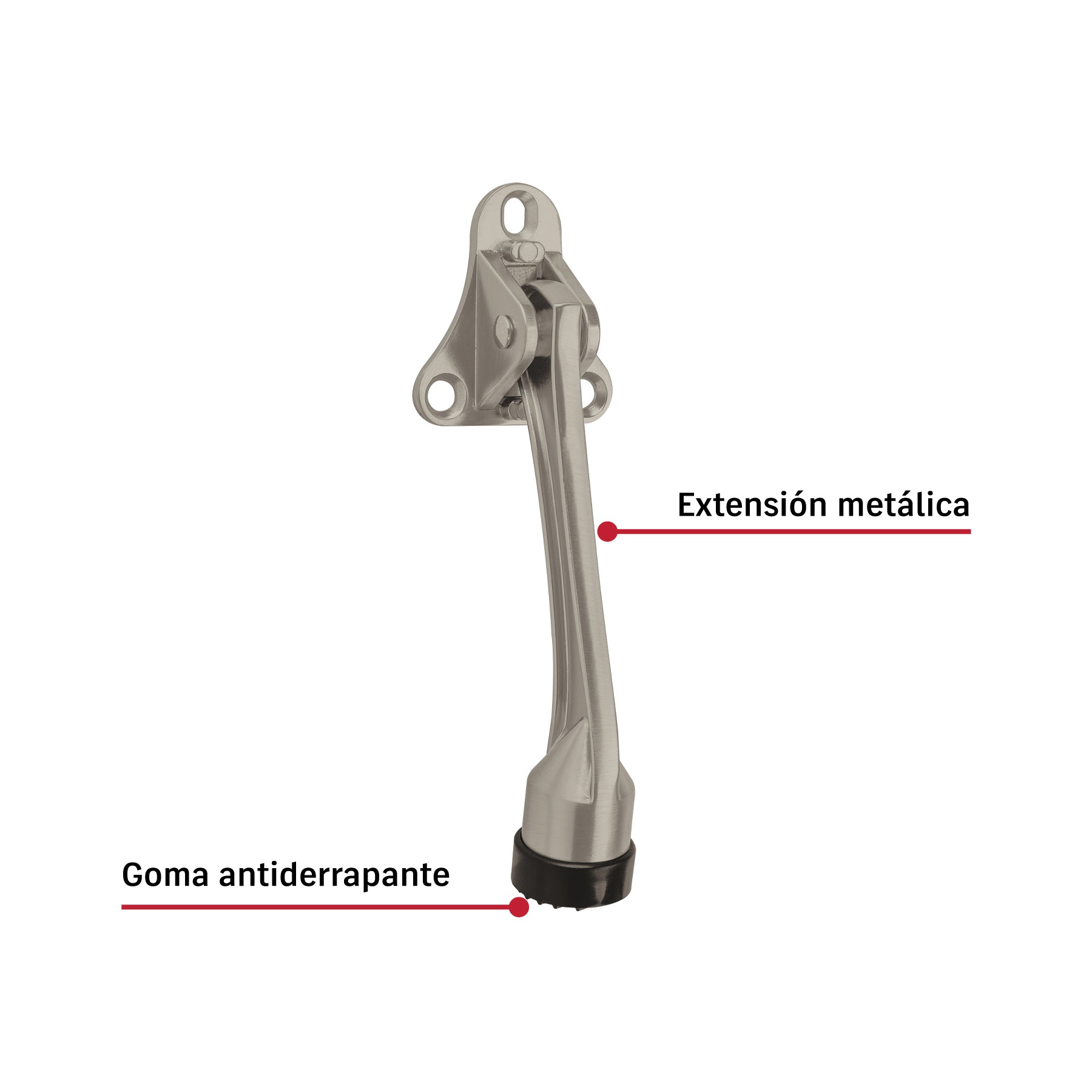 Fijapuerta metálico, acabado níquel satín, HERMEX