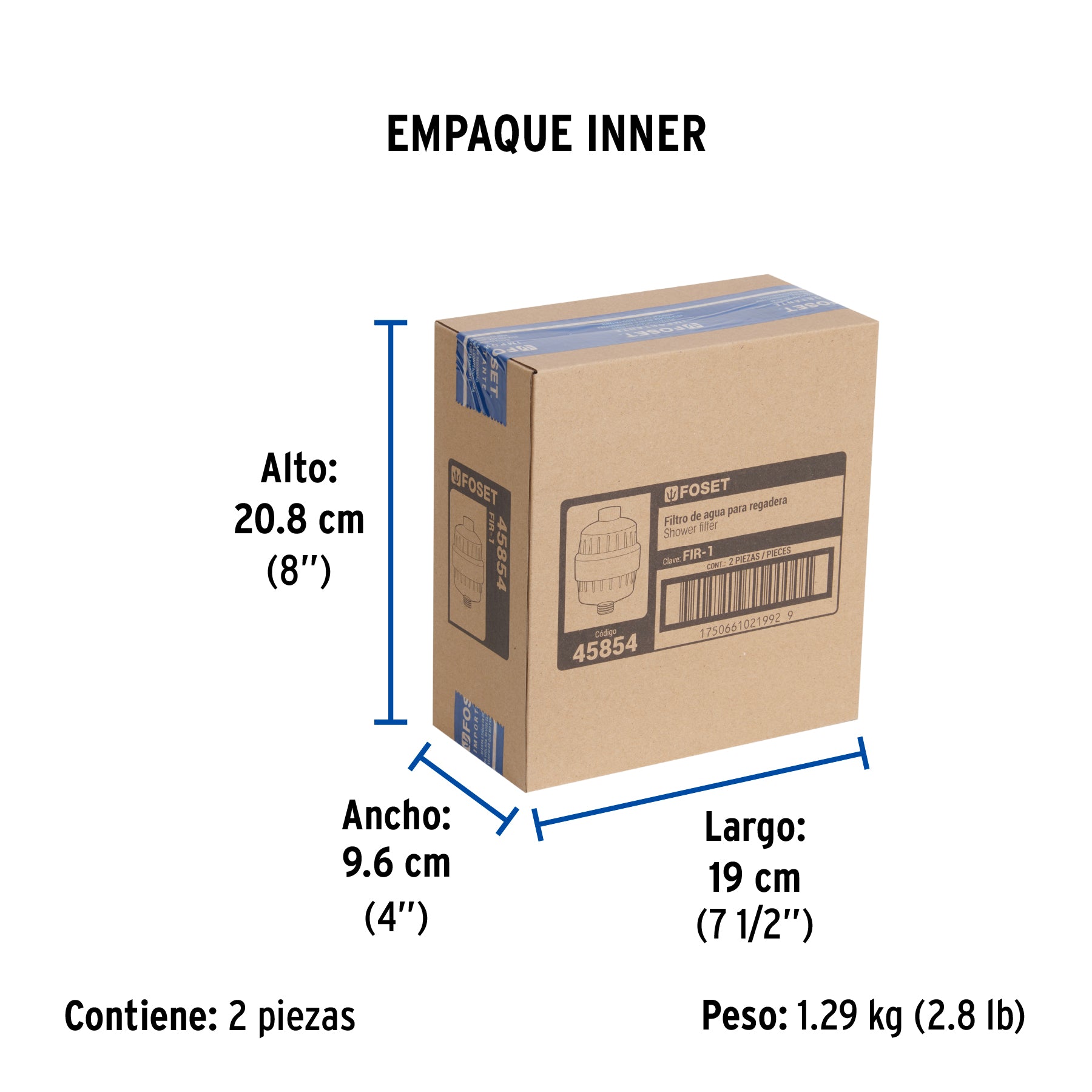 Filtro de agua para regadera con Cartucho, FOSET
