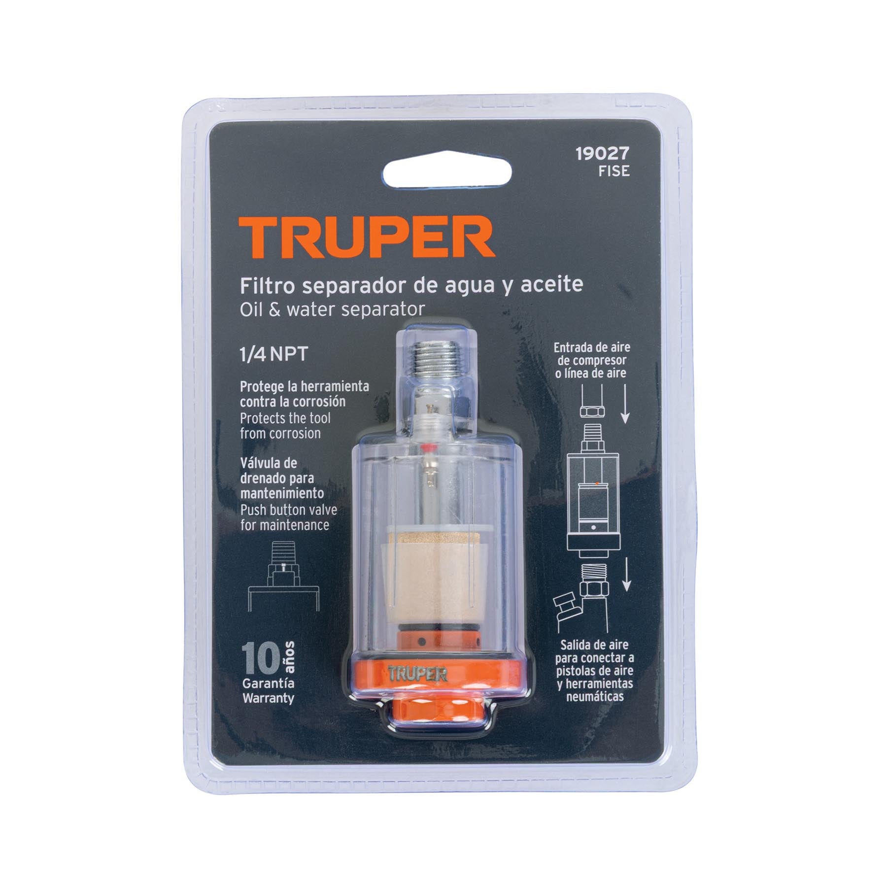 Filtro separador para aire, cuerpo aluminio-policarbonato