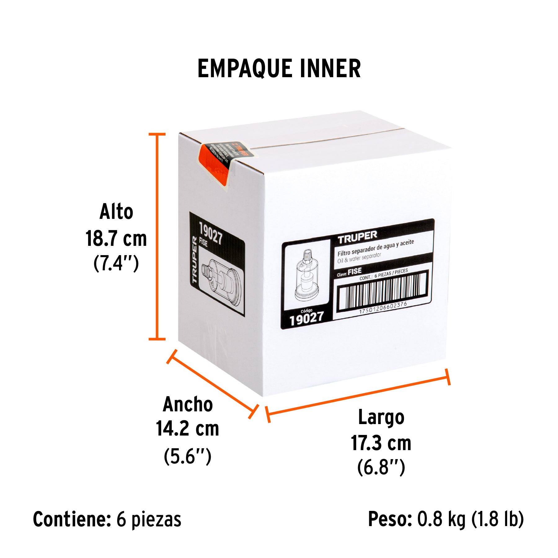 Filtro separador para aire, cuerpo aluminio-policarbonato