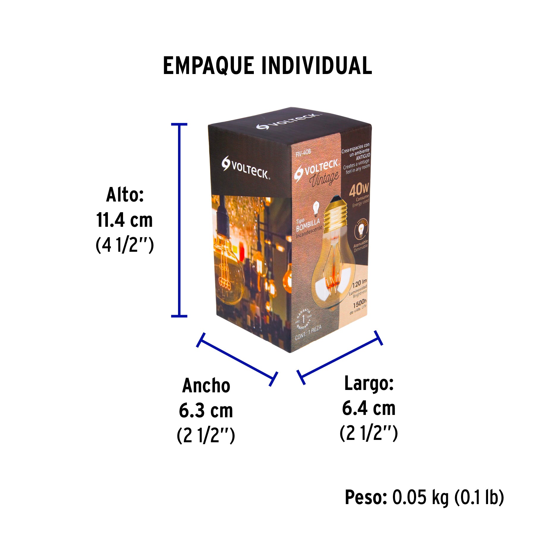 Lámpara incandescente vintage, 40W, bombilla