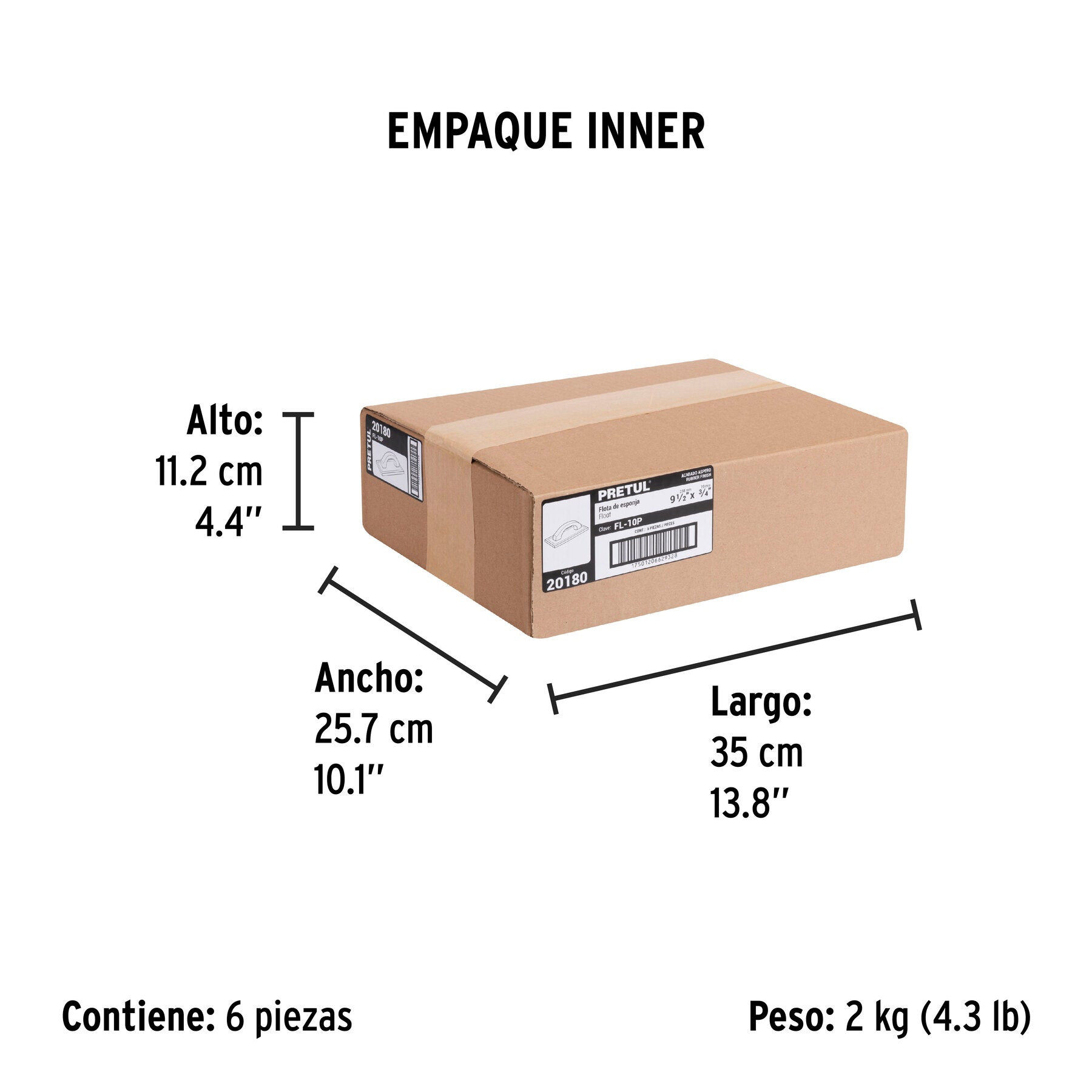 Flota de esponja, 9-1/2", espesor 3/4", áspero, Pretul