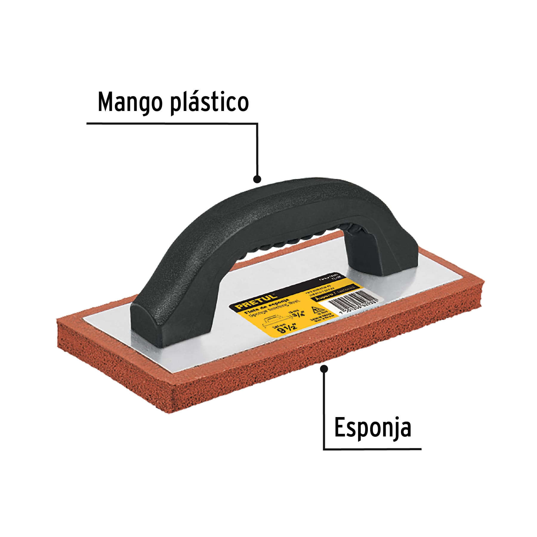 Flota de esponja, 9-1/2", espesor 3/4", áspero, Pretul