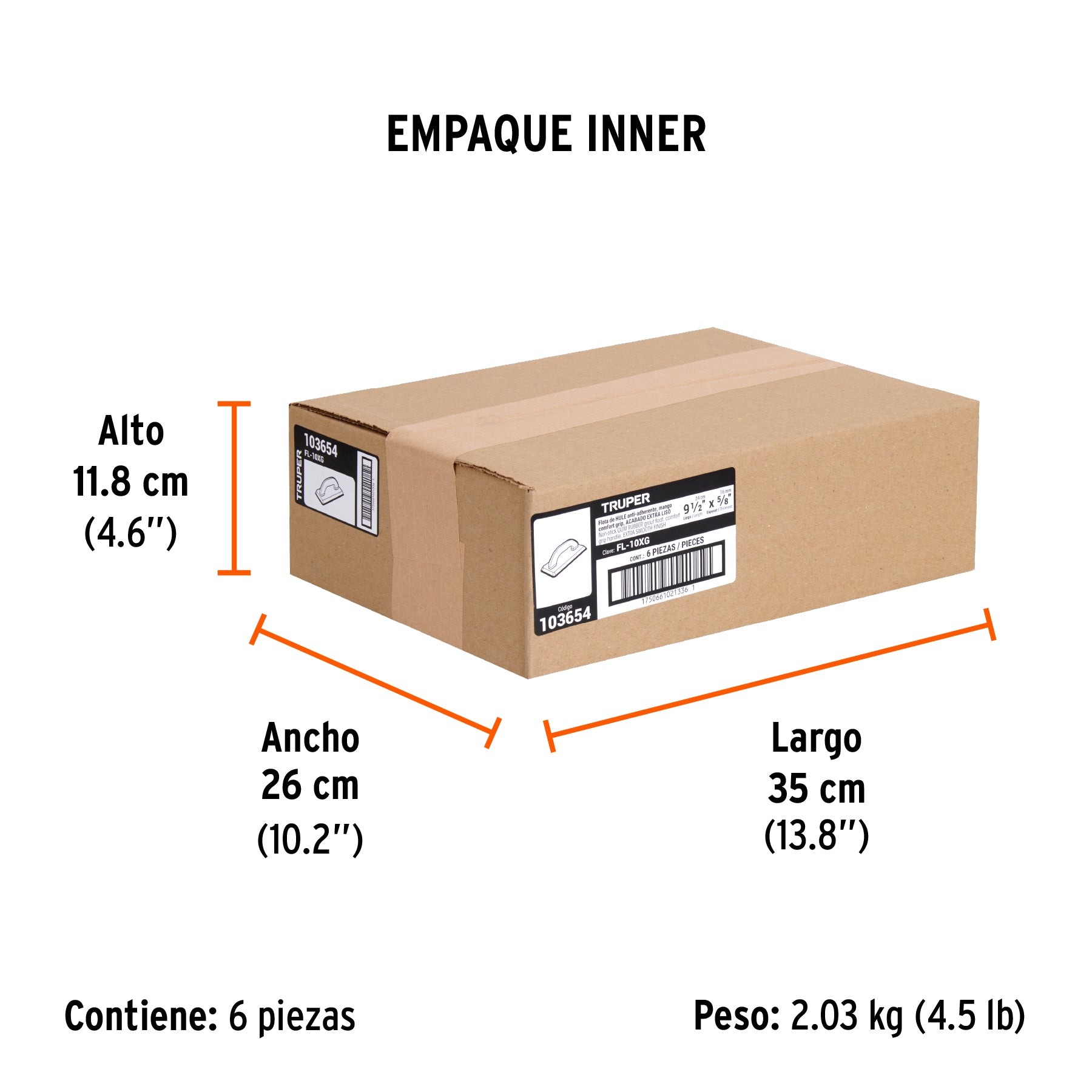 Flota de hule 9 1/2', esp. 5/8', acabado liso, Comfort Grip