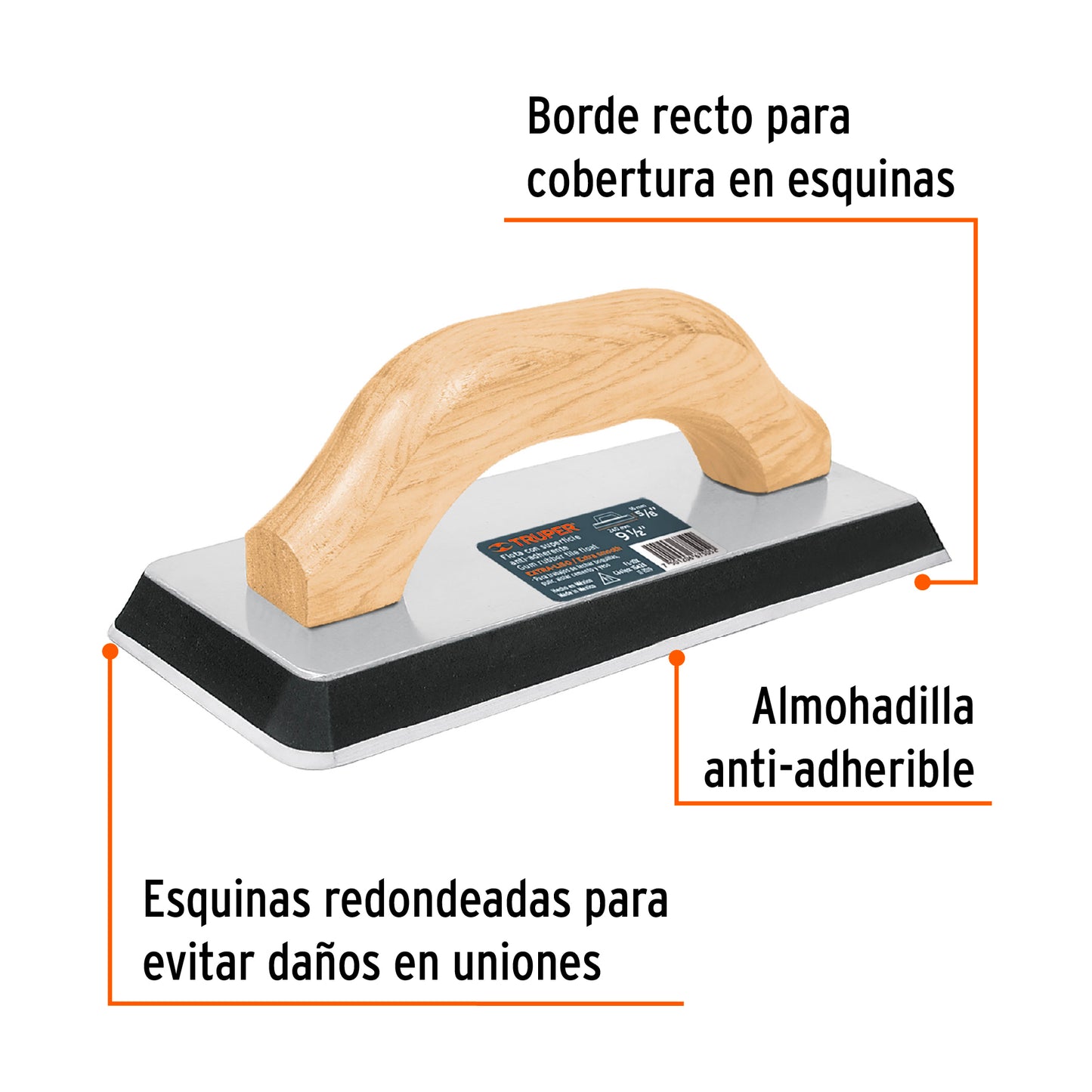 Flota de hule, 9-1/2", espesor 5/8", acabado liso