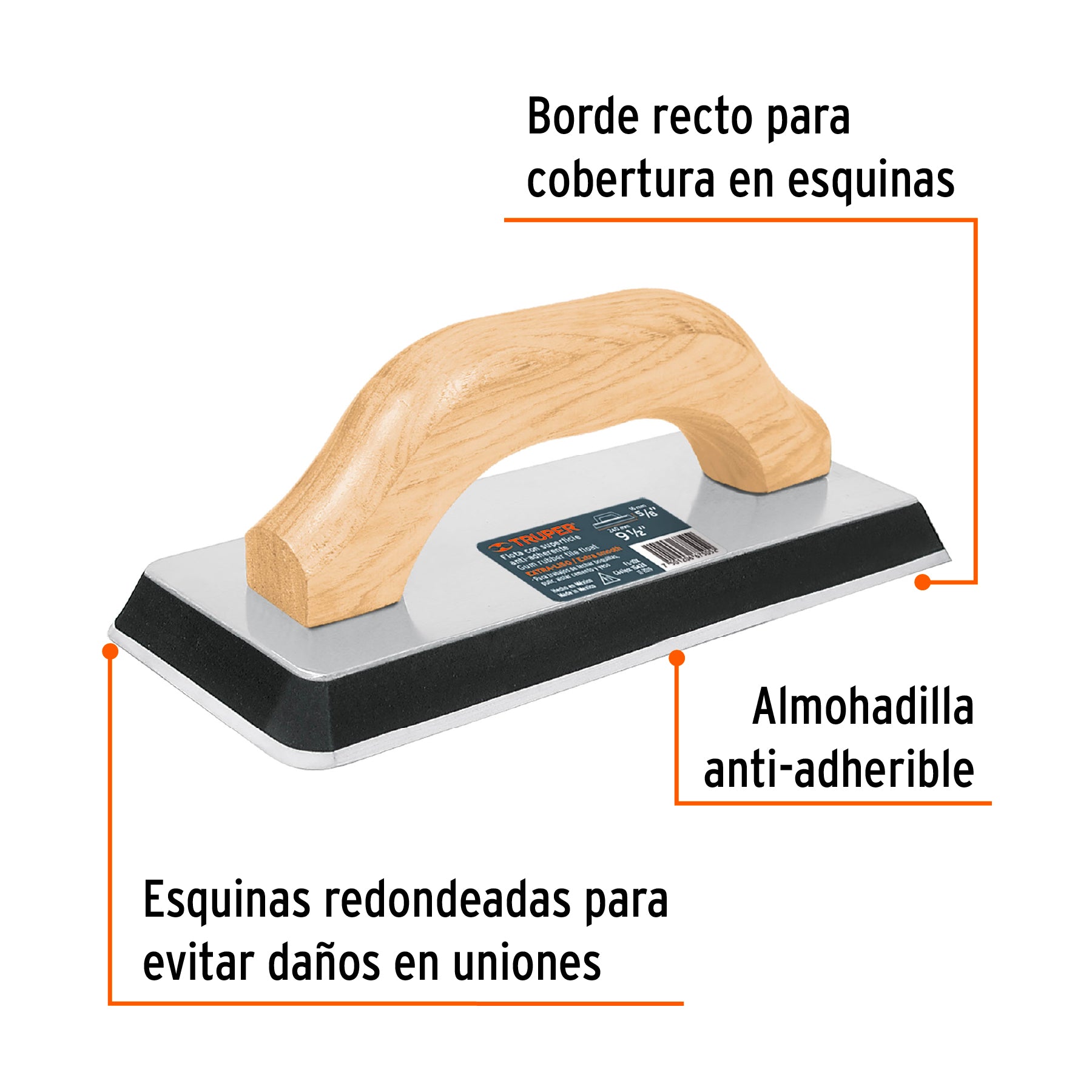 Flota de hule, 9-1/2", espesor 5/8", acabado liso