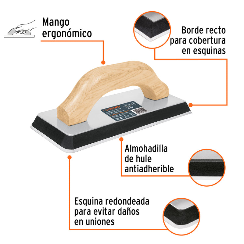 Flota de hule, 9-1/2", espesor 5/8", acabado liso