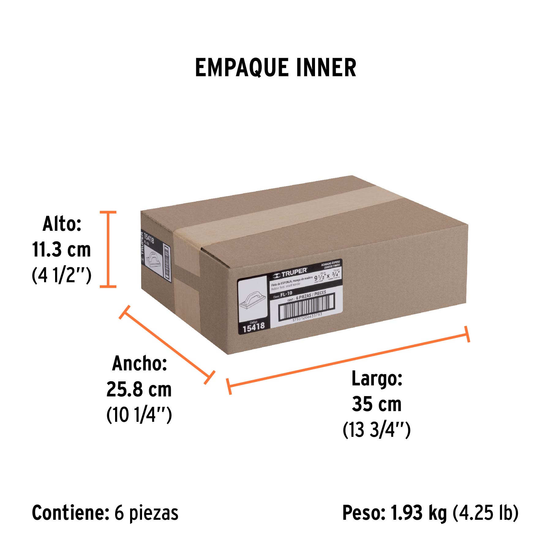 Flota de esponja, 9-1/2", espesor 3/4", acabado áspero