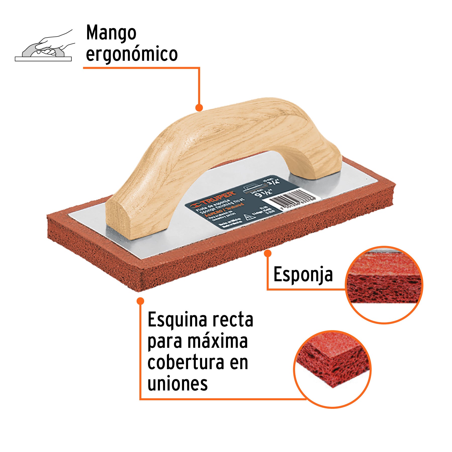 Flota de esponja, 9-1/2", espesor 3/4", acabado áspero