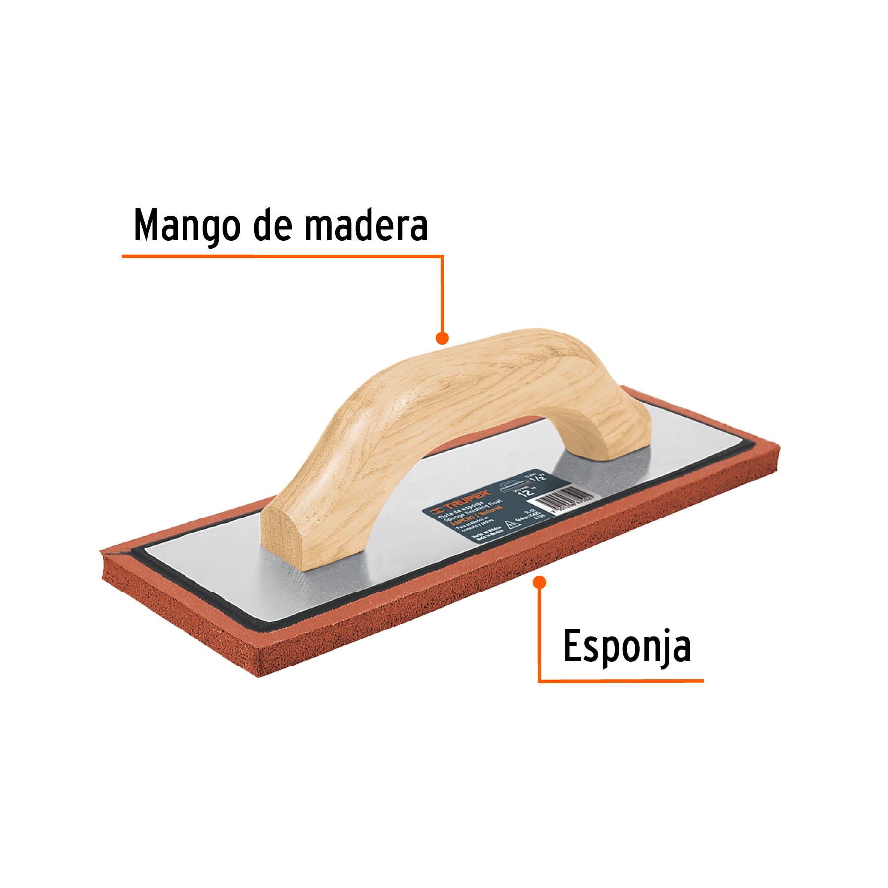 Flota de esponja, 12", espesor 1/2", acabado áspero
