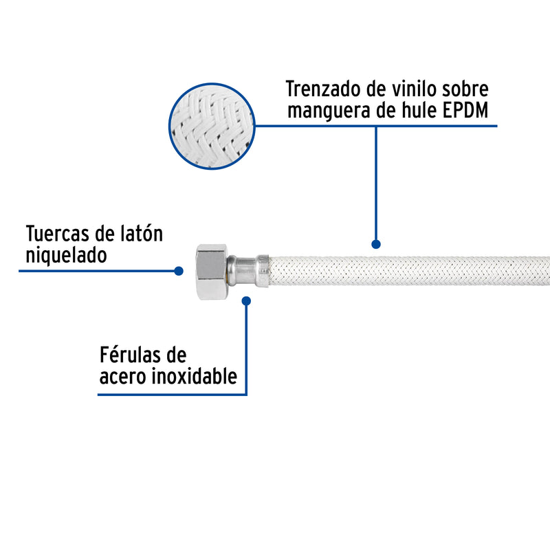 Manguera de hule, 40 cm, vinilo blanca, usos generales