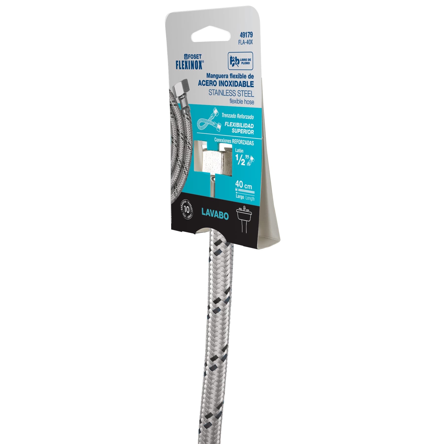 Manguera de hule, 40 cm, acero inoxidable, usos generales