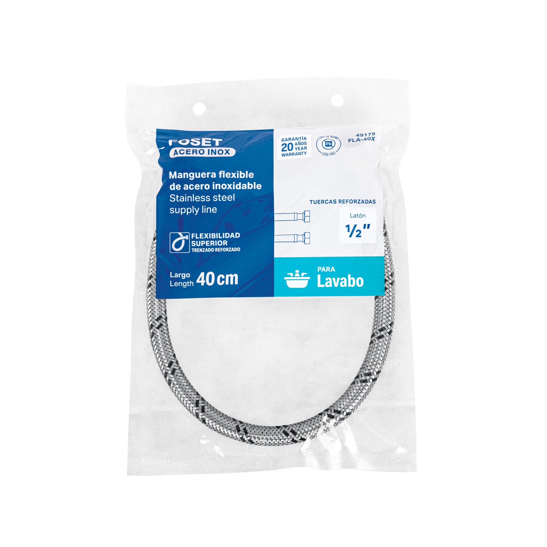 Manguera de hule, 40 cm, acero inoxidable, usos generales