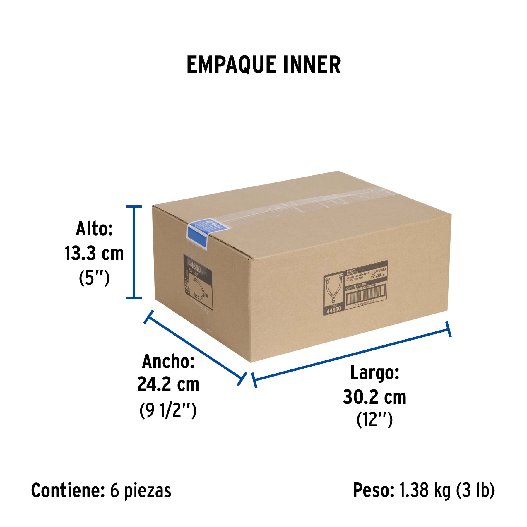 Manguera para lavadora, vinilo, tipo Y de 30cm, FOSET
