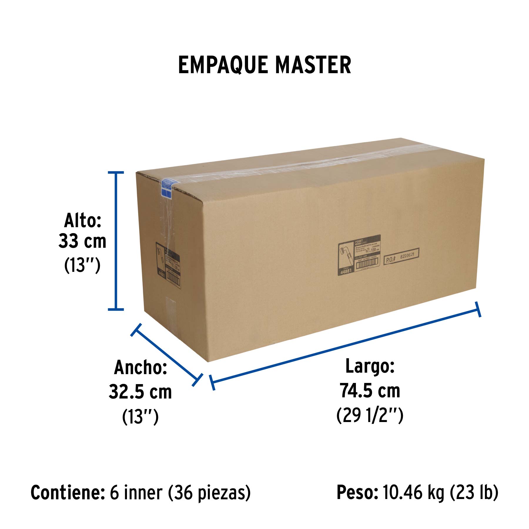 Manguera para lavadora, vinilo, c/codo 90, FOSET