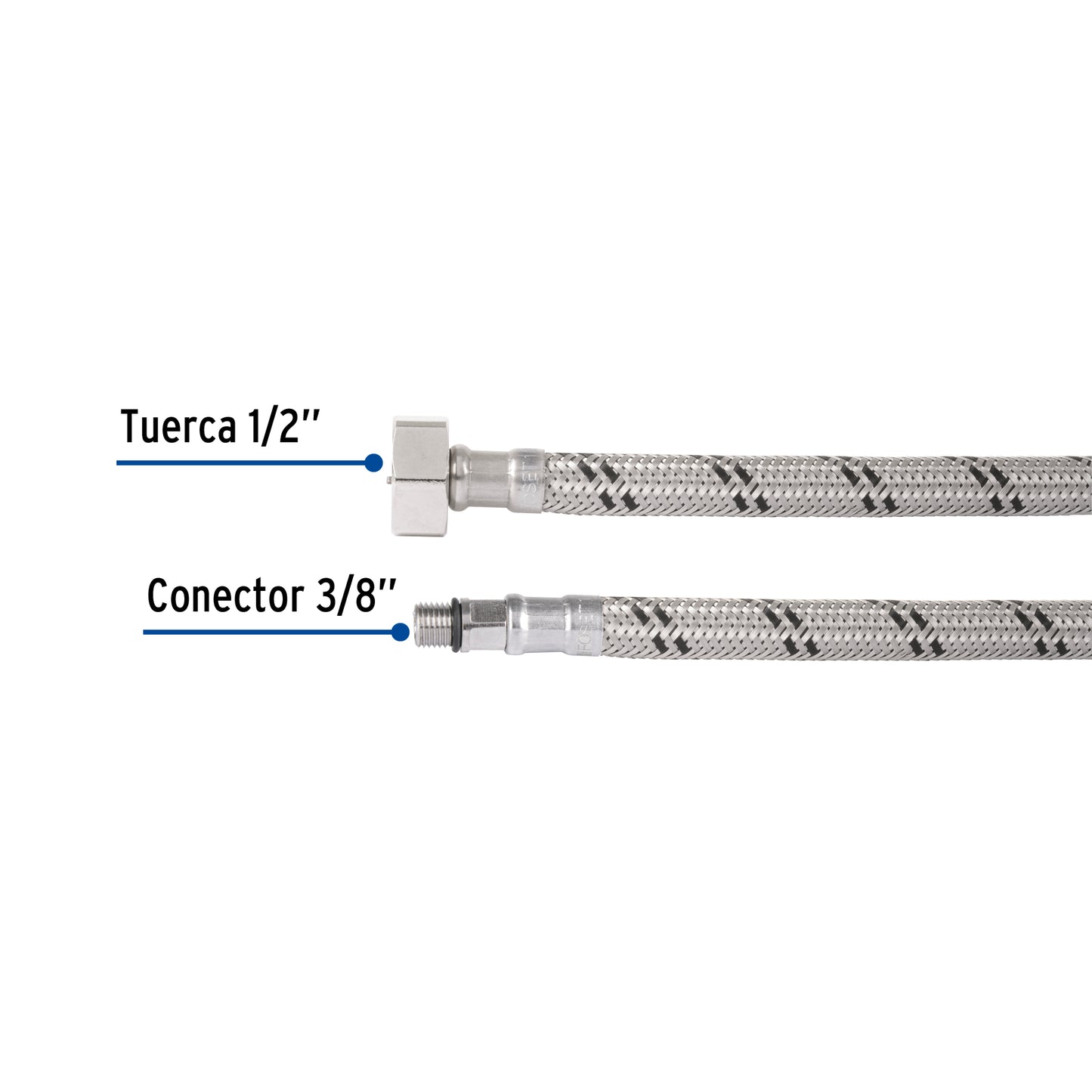 Manguera para monomando, acero inox, 1/2' x 3/8' UNF, 55cm