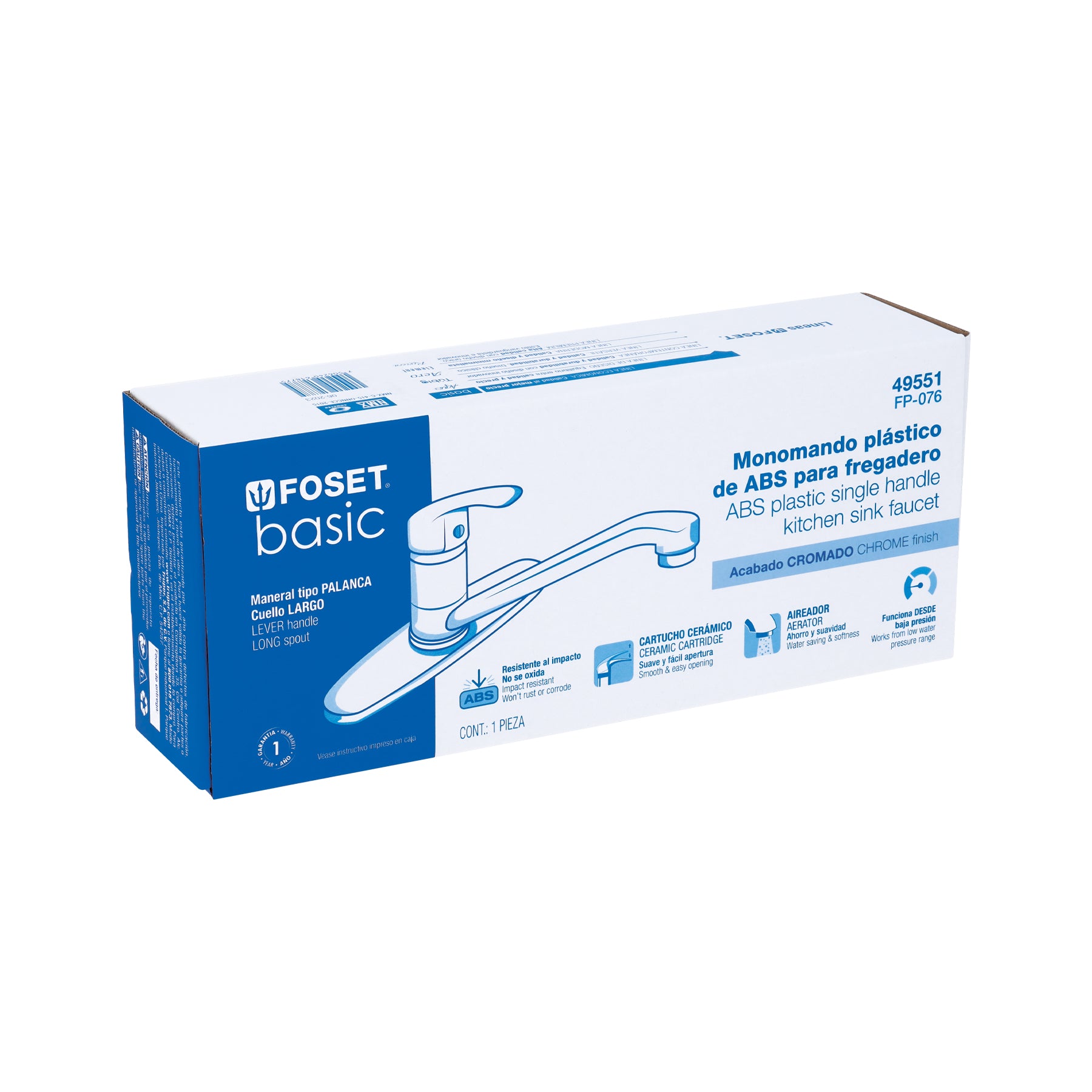 Monomando para fregadero, cuerpo de plástico, Basic