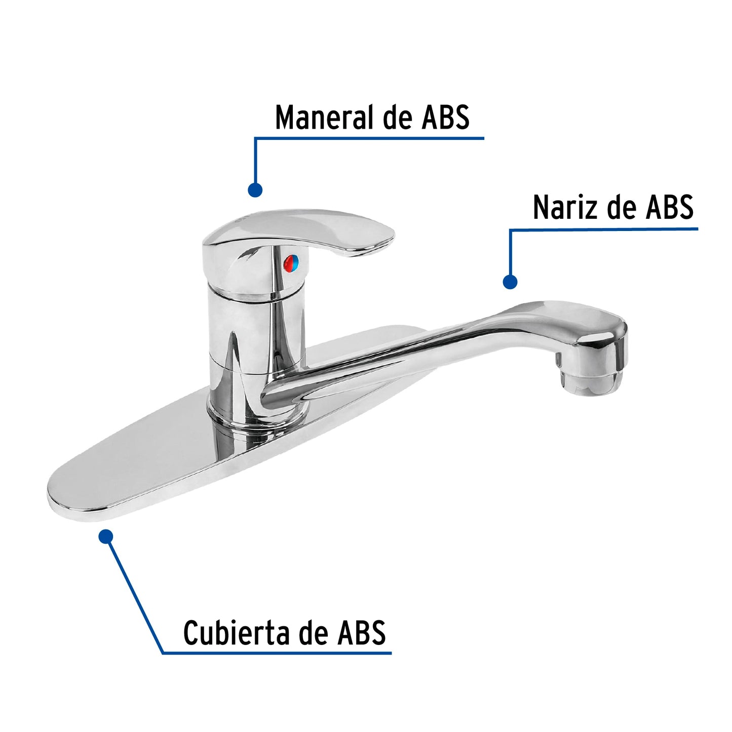 Monomando para fregadero, cuerpo de plástico, Basic