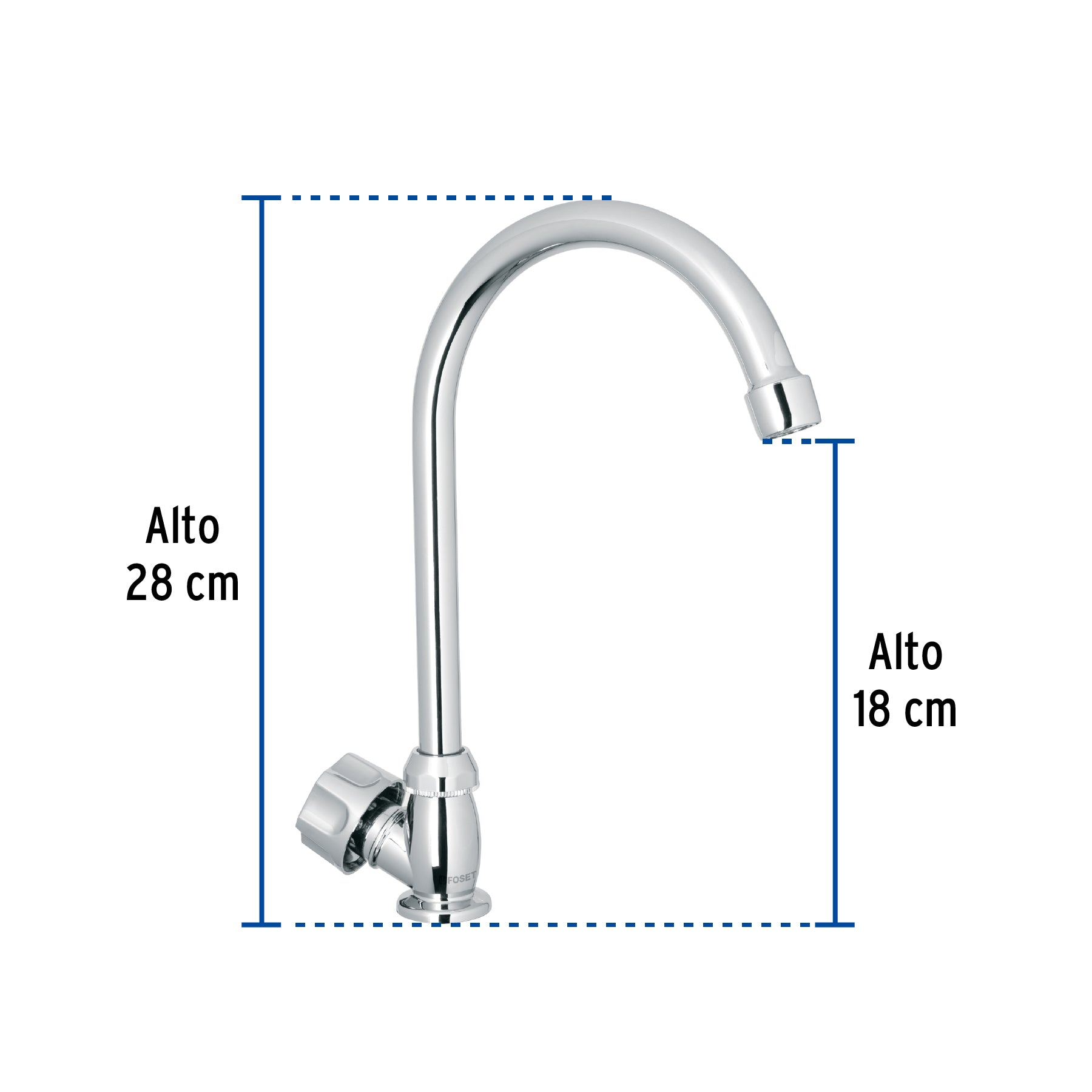 Llave individual para fregadero, ABS, cuello curvo, Basic