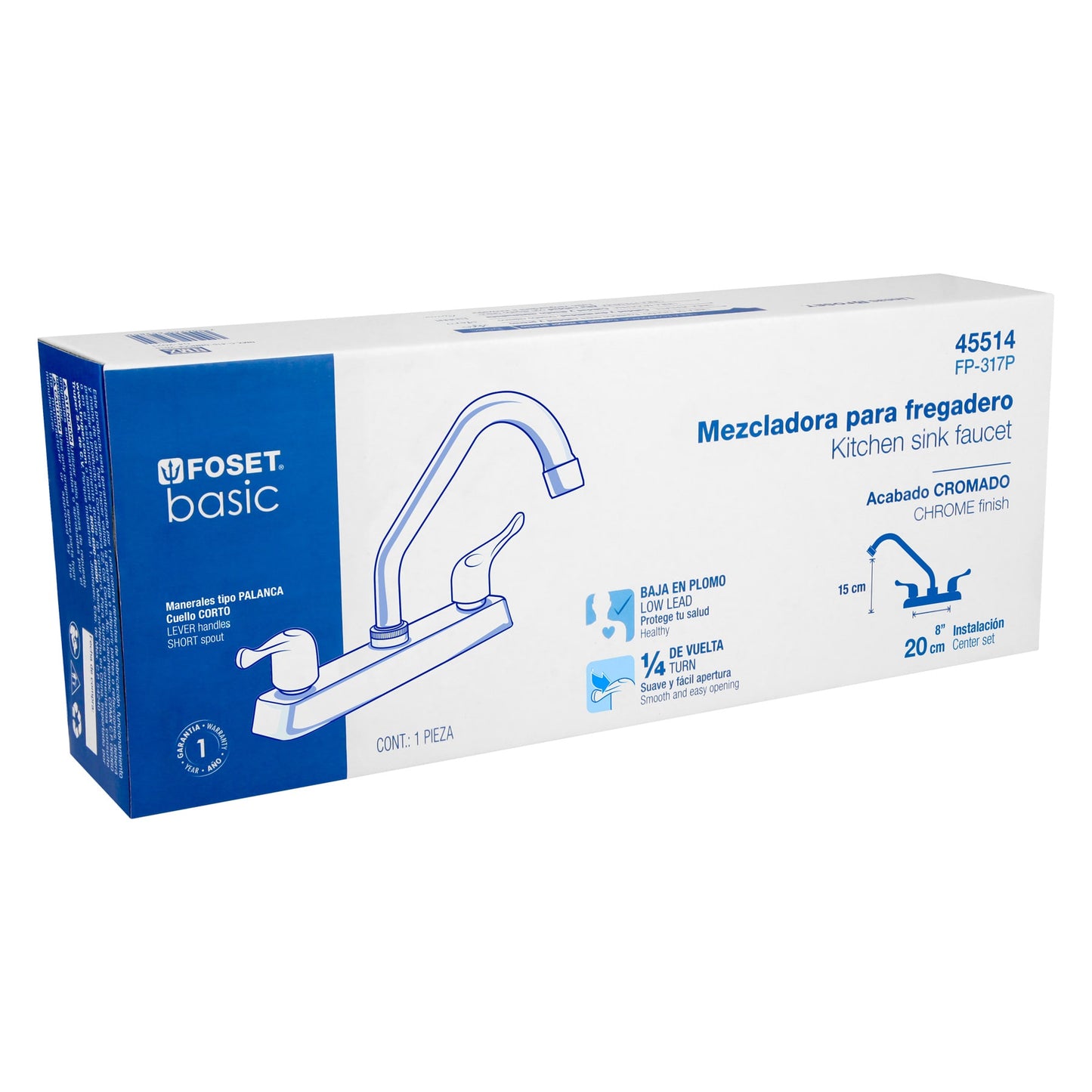 Mezcladora plástica para fregadero, cuello corto, palanca