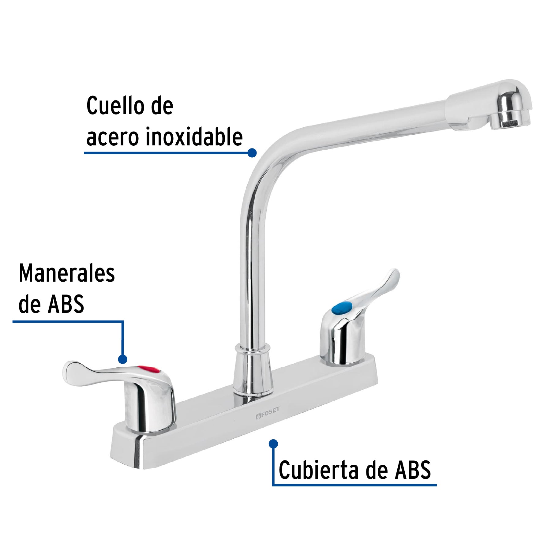 Mezcladora plástica, fregadero, cobra, manerales palanca