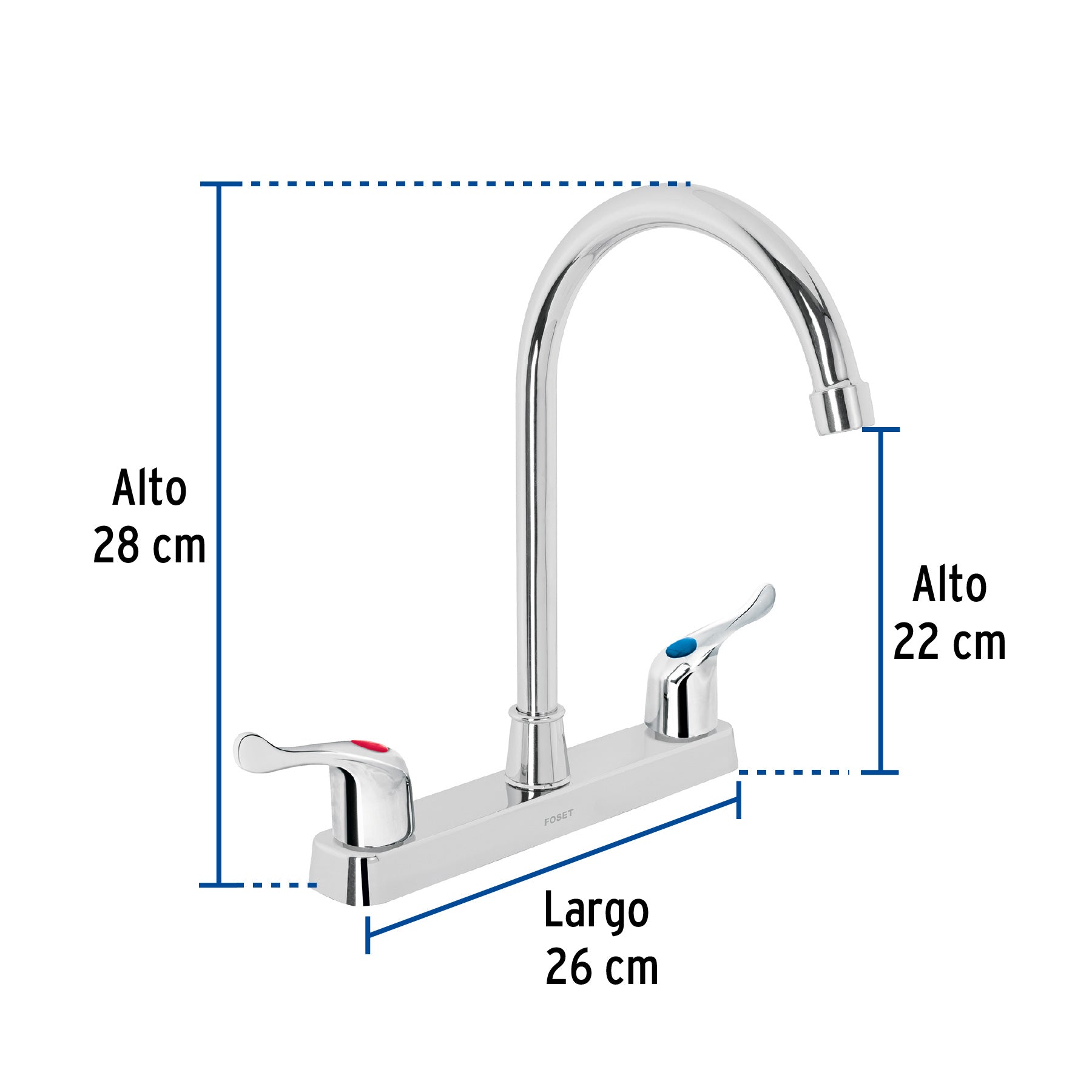 Mezcladora de ABS p/fregadero, cuello alto, palanca, Basic