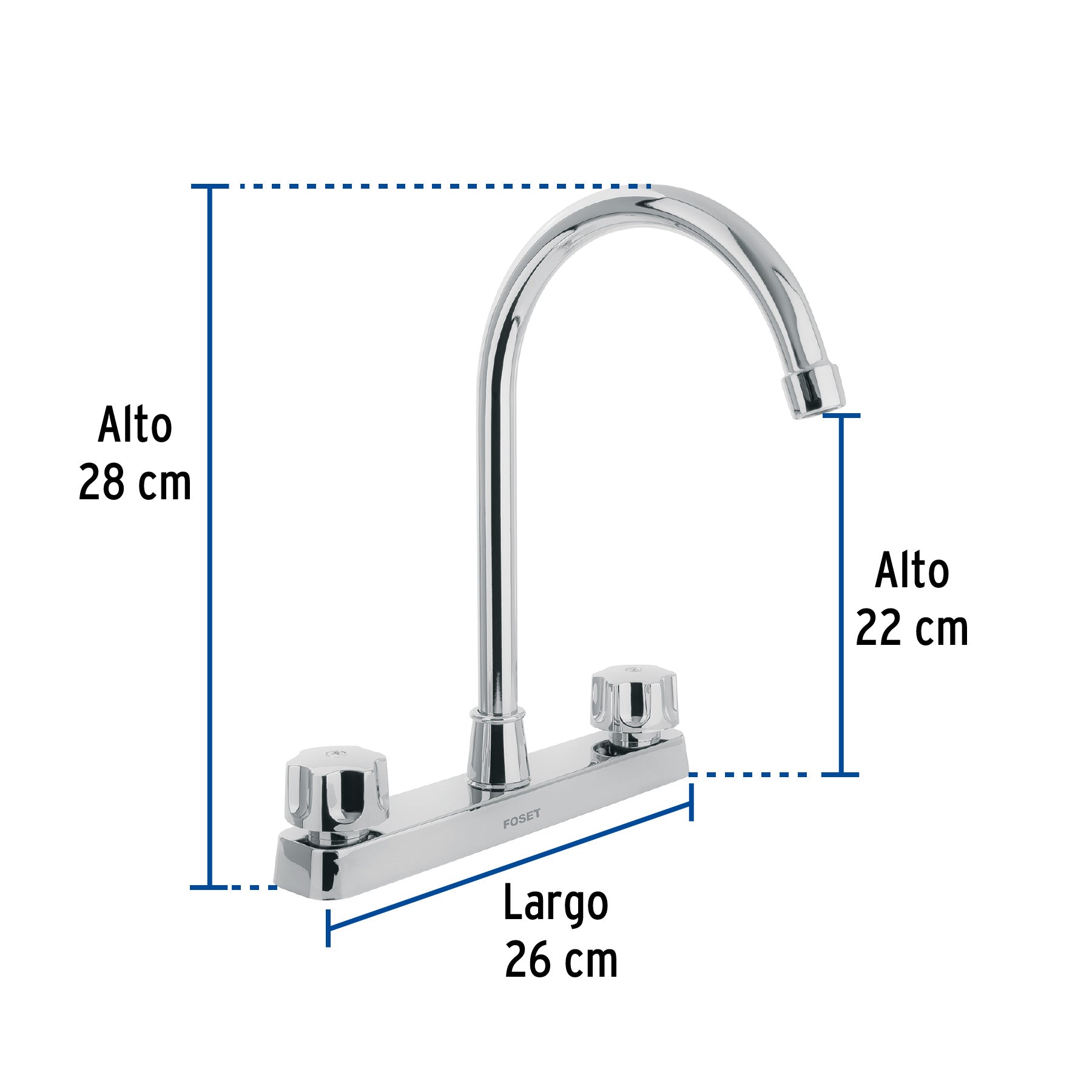 Mezcladora de ABS p/fregadero, cuello alto, estándar,Basic