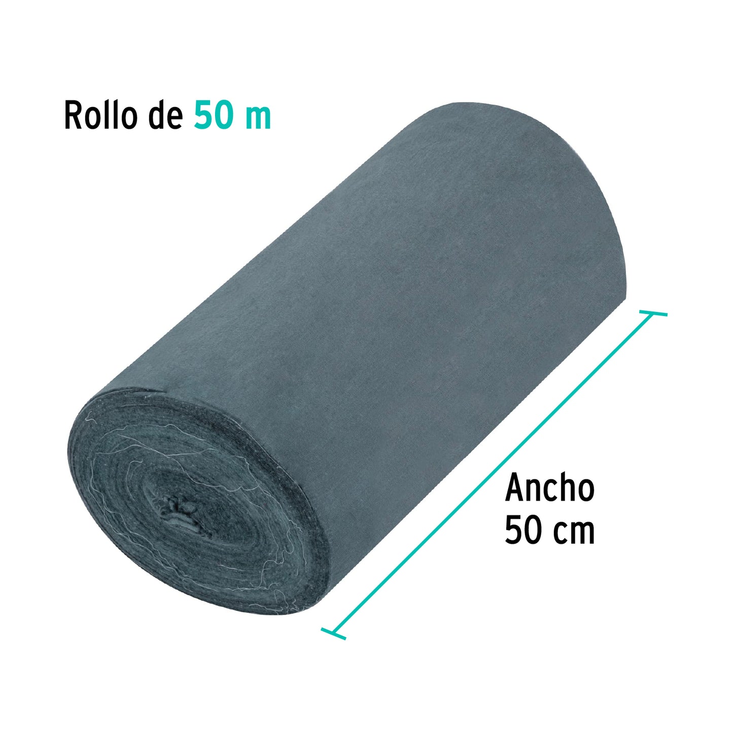 Franela de algodón, en rollo, 50 m, color gris